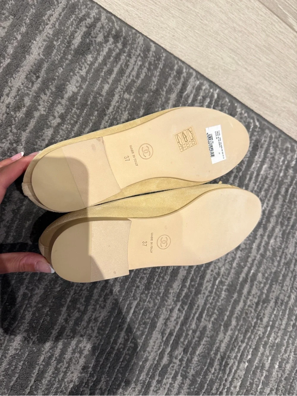 CHANEL NWT Beige Cap-Toe Ballet Flats